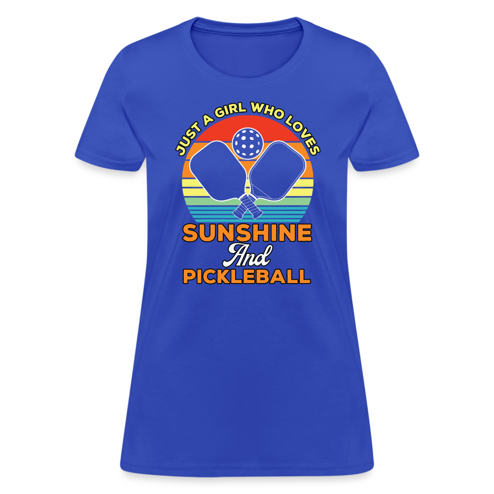 Just A Girl Who Loves Sunshine and Pickleball Women's Contoured T-Shirt - royal blue