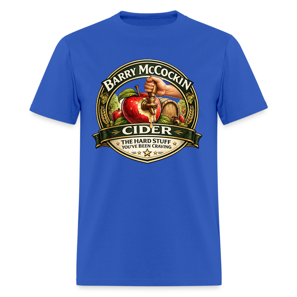 Barry McCockin Cider Funny Graphic T-Shirt Color: Royal Blue