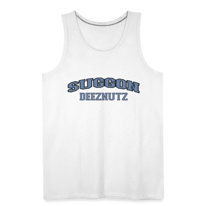 Suggon Deeznutz Tank Top (in Blue Ball Colors - Funny Sexual Humor) - white