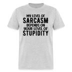 My Level of Sarcasm Depends on You Level of Stupidity T-Shirt - heather gray