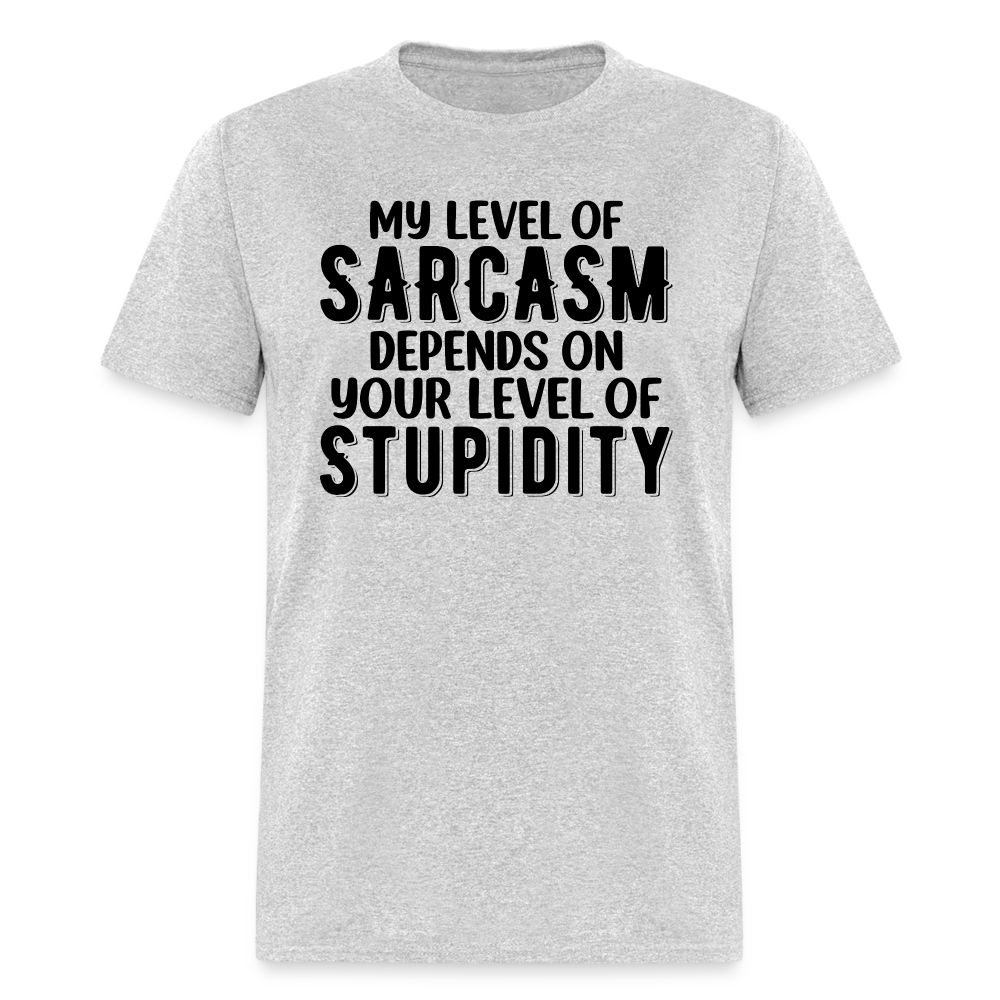 My Level of Sarcasm Depends on You Level of Stupidity T-Shirt - heather gray