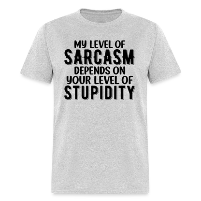 My Level of Sarcasm Depends on You Level of Stupidity T-Shirt - heather gray