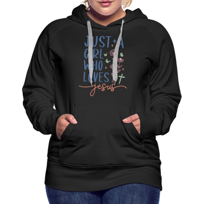 Just A Girl Who Loves Jesus Women’s Premium Hoodie - black