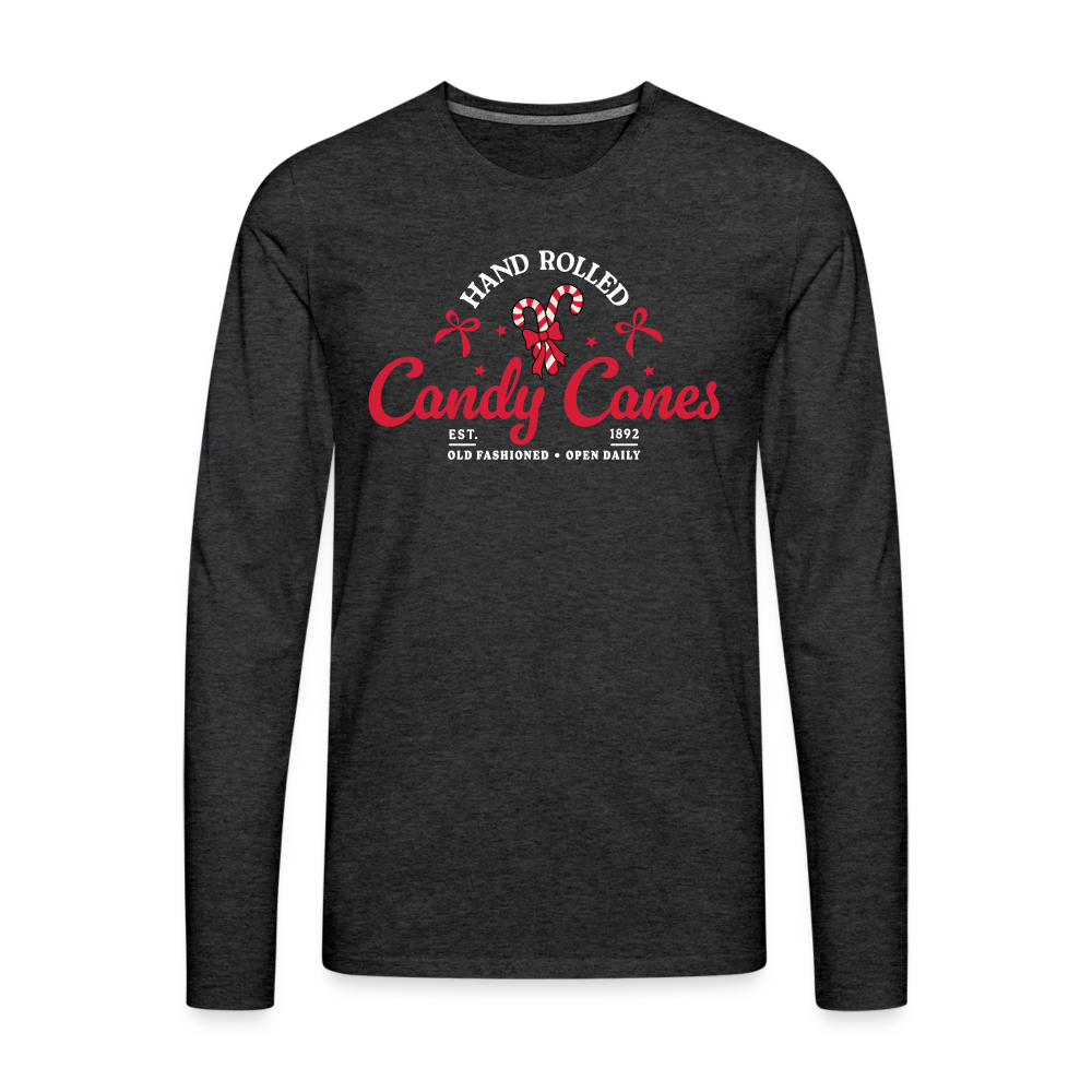 Hand Rolled Candy Canes Men's Premium Long Sleeve T-Shirt - charcoal grey