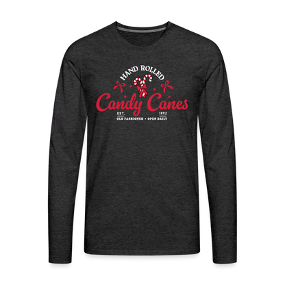 Hand Rolled Candy Canes Men's Premium Long Sleeve T-Shirt - charcoal grey