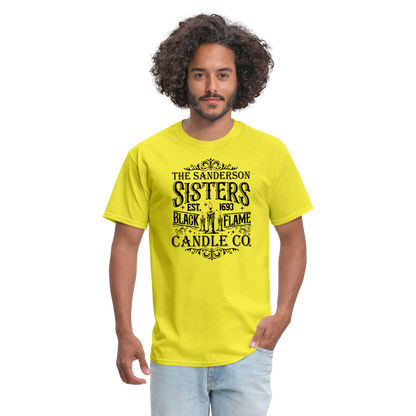 The Sanderson Sisters Black Flame Candle Co. T-Shirt (Halloween) - yellow