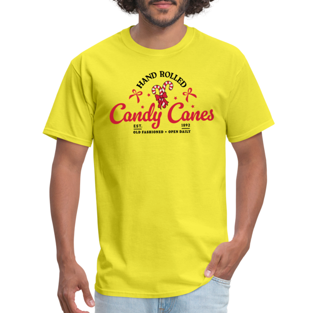 Hand Rolled Candy Canes T-Shirt - yellow