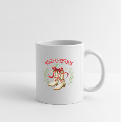 Merry Christmas Y'all Coffee Mug - white