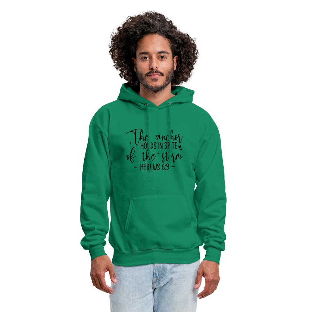 The Anchor Holds in Spit of the Storm Hoodie (Hebrews 6:9) - kelly green