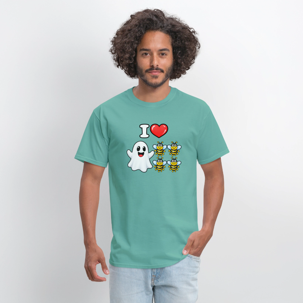 I Heart Boo Bees T-Shirt – Funny Halloween Adult Humor - aquatic