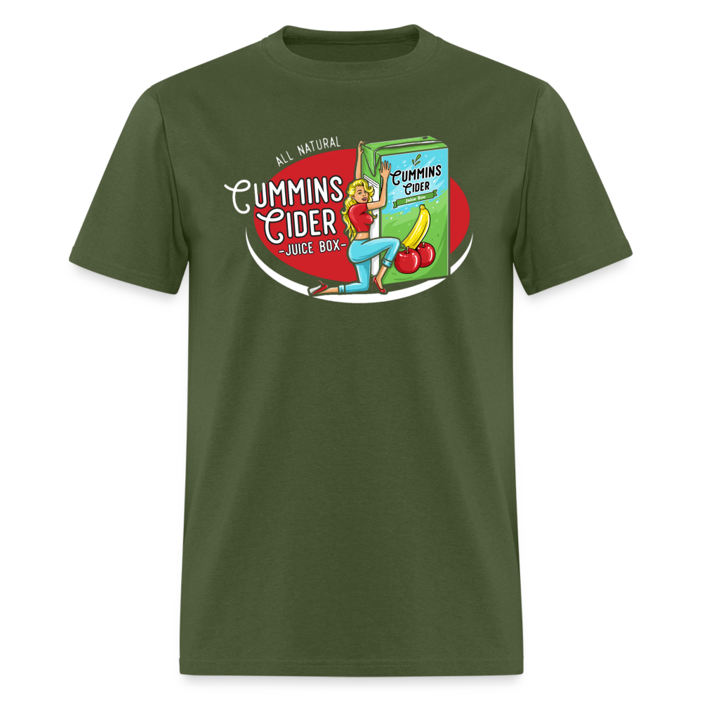 Cummins Cider Juice Box (Adult Sexual Humor) T-Shirt - military green