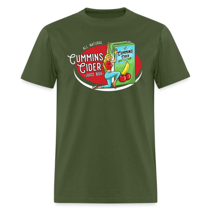 Cummins Cider Juice Box (Adult Sexual Humor) T-Shirt - military green