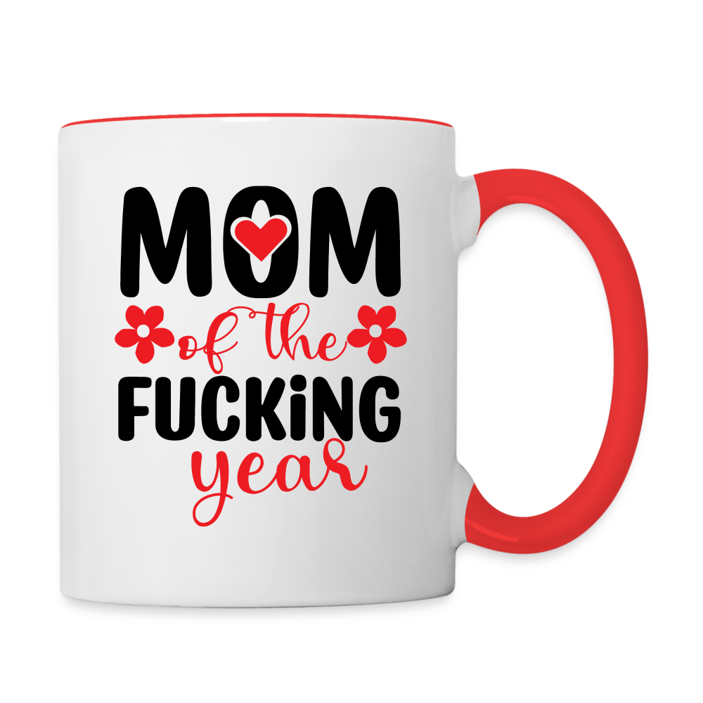 Mom of the Fucking Year Coffee Mug - white/red