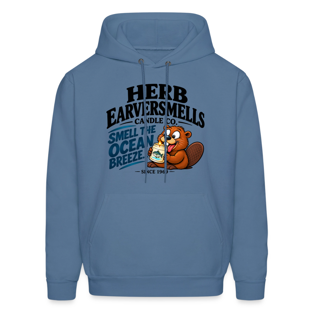 Herb Earversmells Candle Co. – Funny Adult Humor Hoodie - denim blue