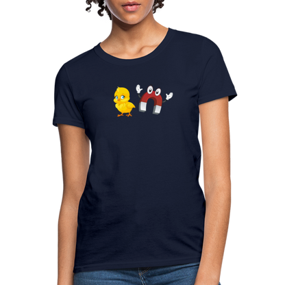 Chick Magnet Women's Contoured T-Shirt - Color: navy