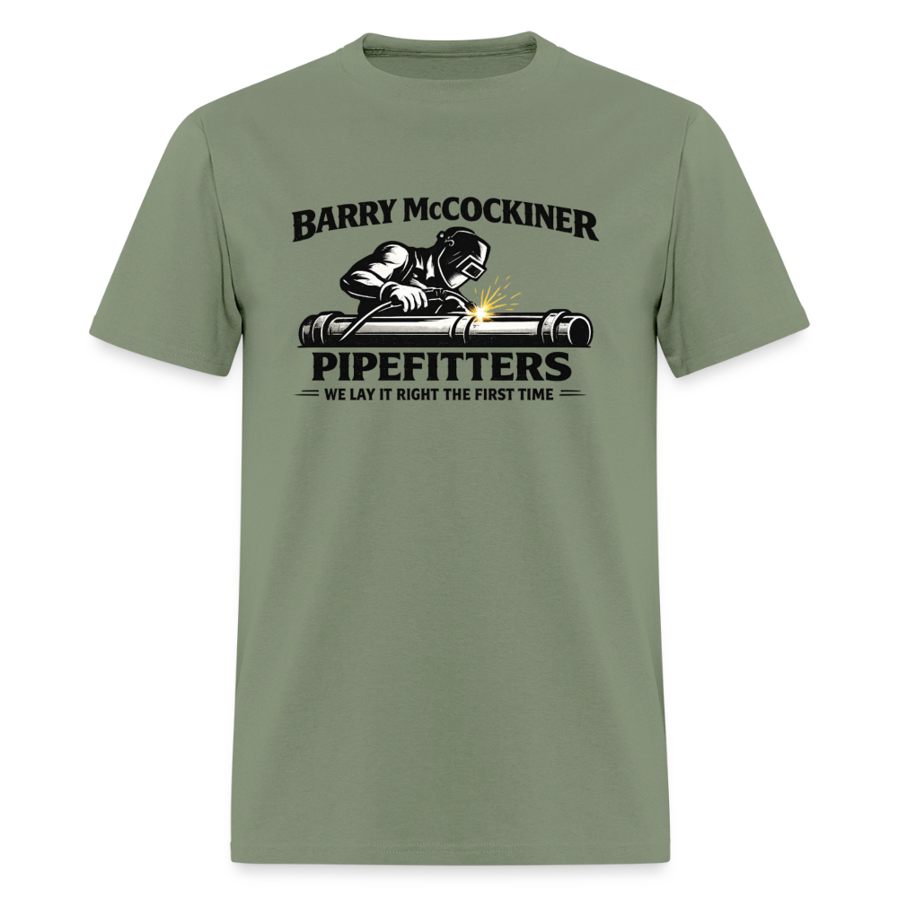 Barry McCockiner Pipefitters Funny Adult T-Shirt Color: Military Green