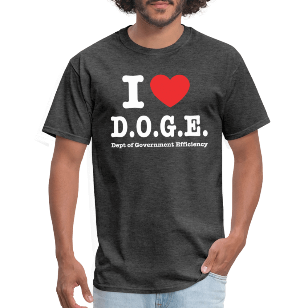 I Love DOGE (Dept of Government Efficiency) T-Shirt - heather black