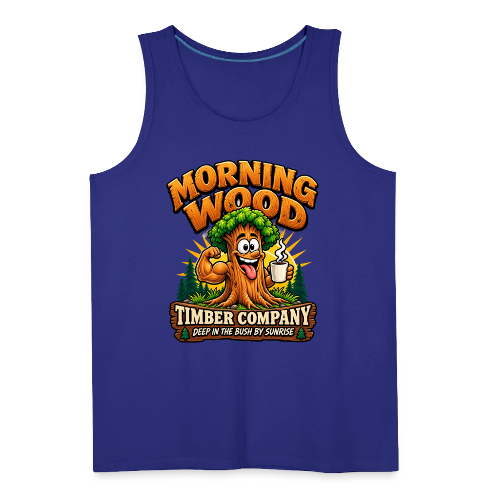Morning Wood Timber Company Funny Adult Humor Tank Top Color: Heather Gray