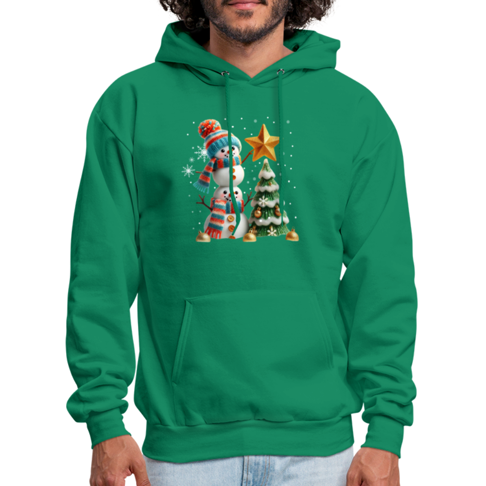 Cute Christmas Funny Snowman Decorating Tree Hoodie - kelly green