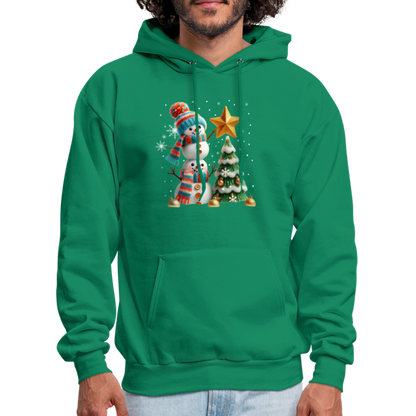 Cute Christmas Funny Snowman Decorating Tree Hoodie - kelly green