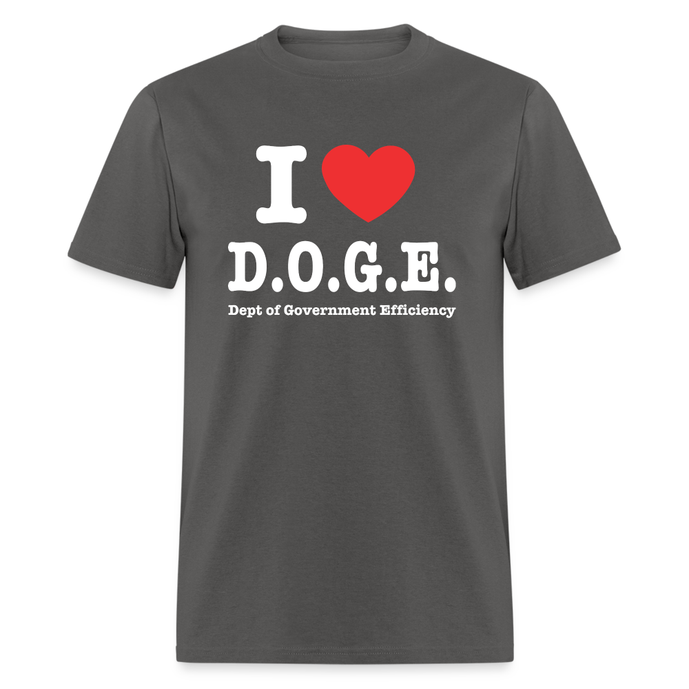 I Love DOGE (Dept of Government Efficiency) T-Shirt - charcoal