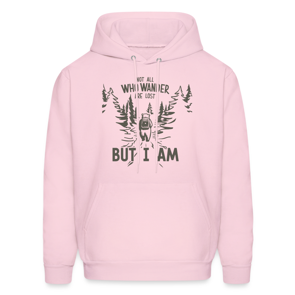 Not All Who Wonder Are Lost, But I Am (Camping Humor) Hoodie - pale pink