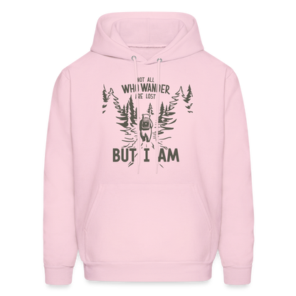 Not All Who Wonder Are Lost, But I Am (Camping Humor) Hoodie - pale pink