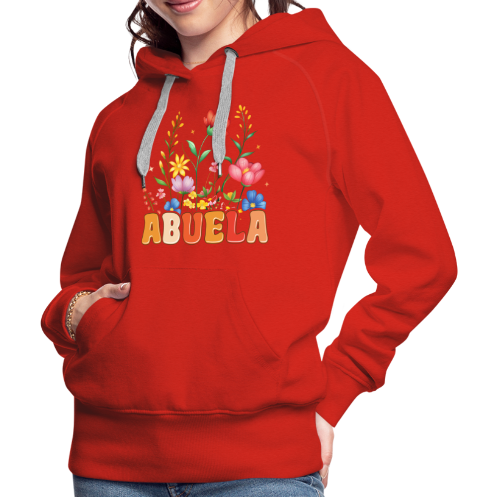 Abuela Women’s Premium Hoodie with Floral Design - red