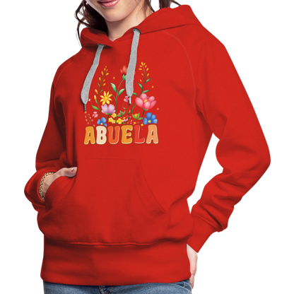 Abuela Women’s Premium Hoodie with Floral Design - red