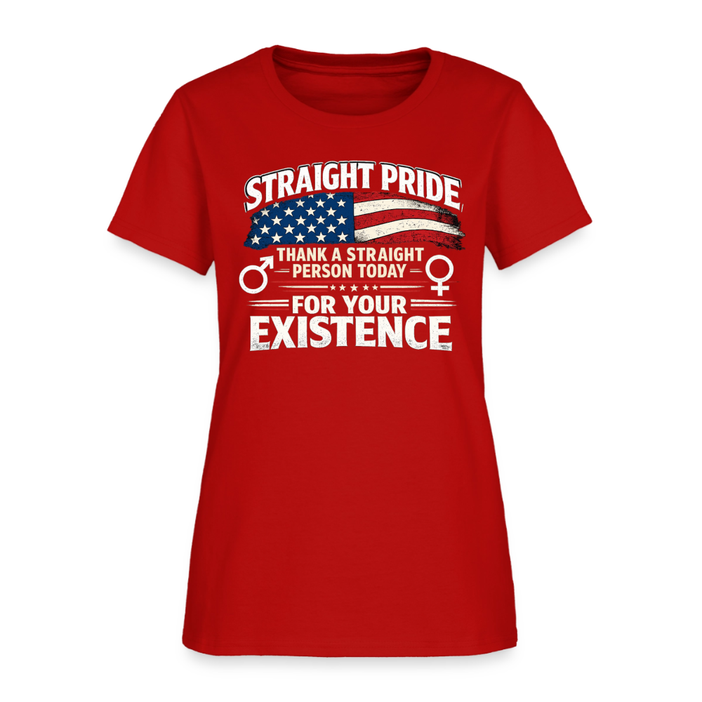 STRAIGHT PRIDE Women’s T-Shirt – Thank a Straight Person Today Color: Black