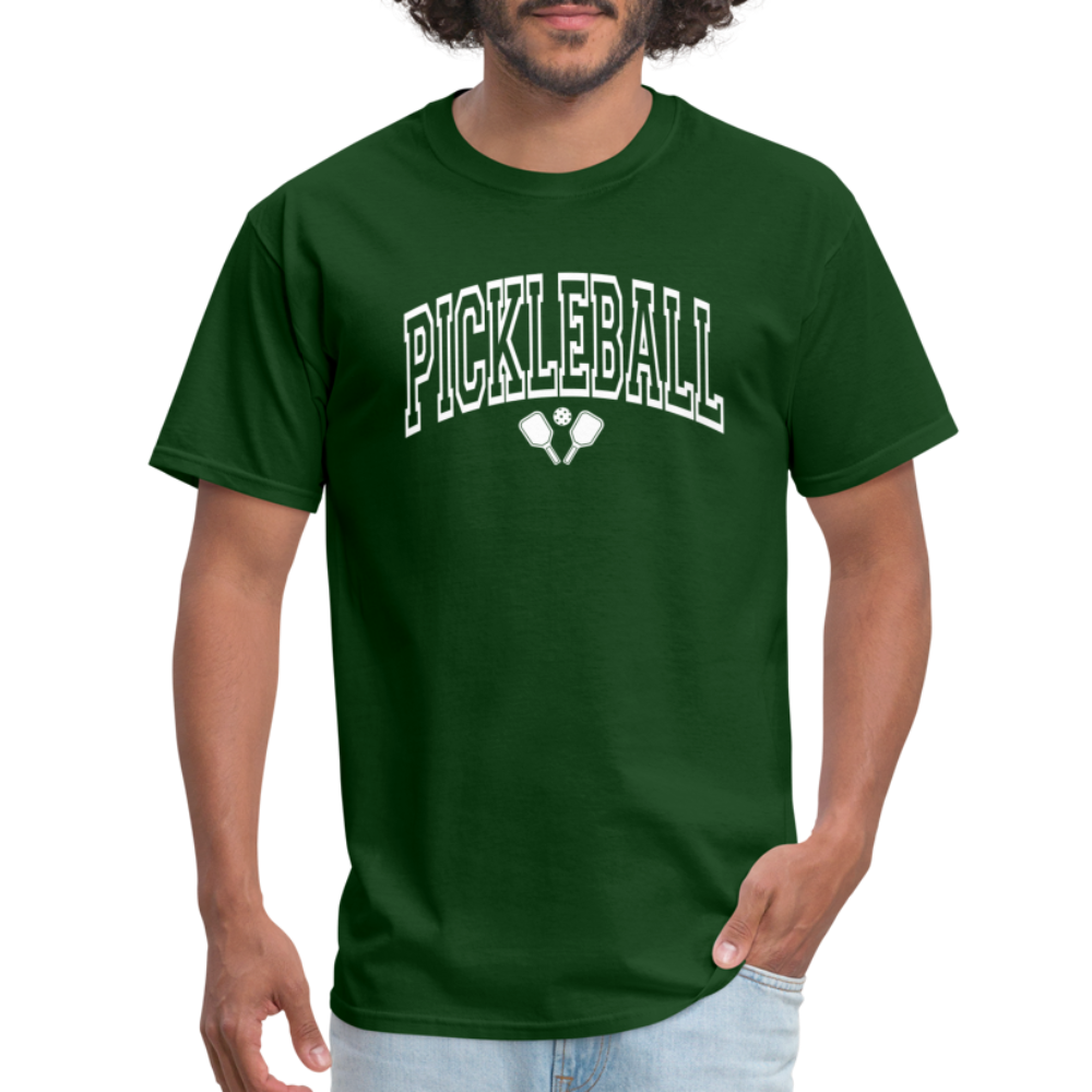 Pickleball T-Shirt (White Arch Letters) - forest green