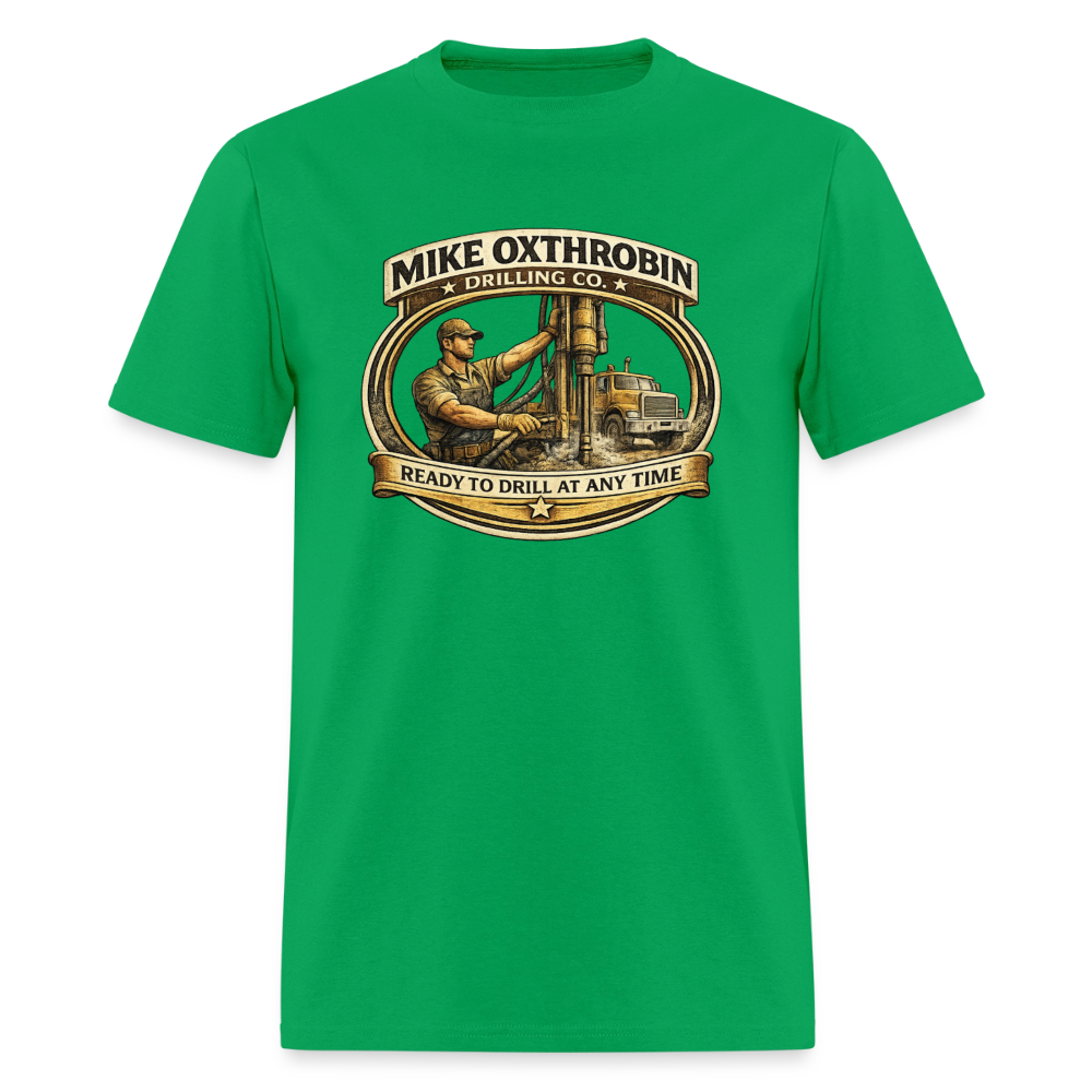 Mike Oxthrobin Drilling Co T-Shirt Funny Adult Humor Tee Color: bright green