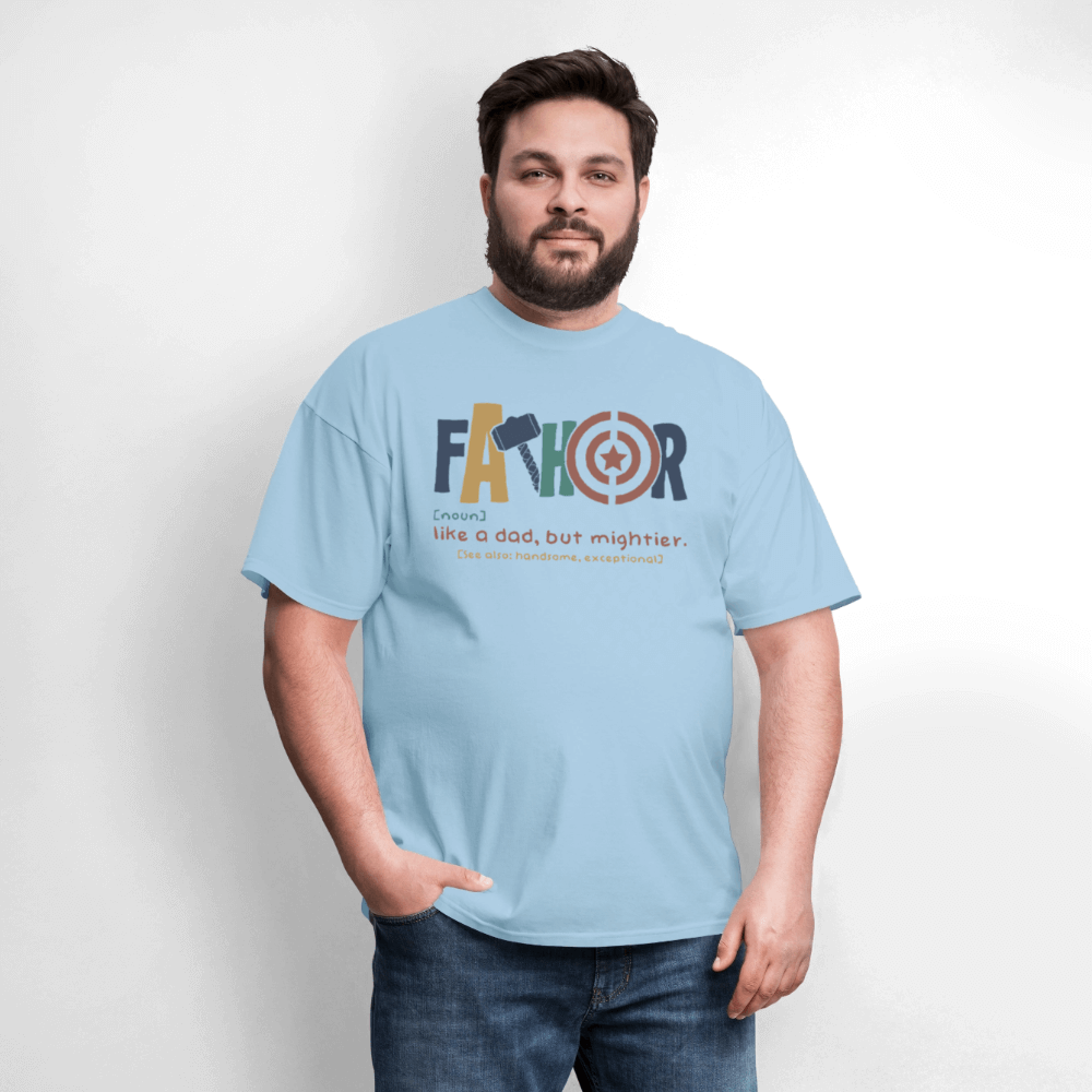 FaThor T-Shirt – Funny Superhero Dad Shirt - powder blue