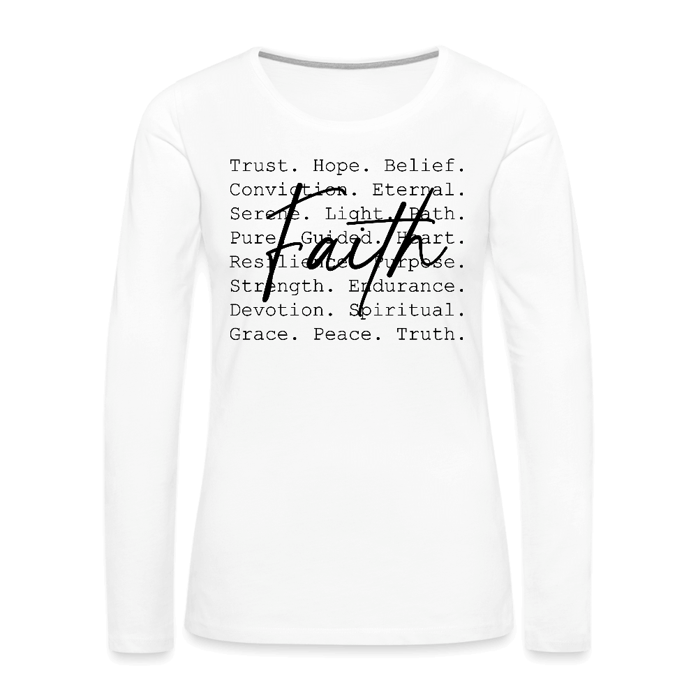 Faith Word Art Women’s Long Sleeve Tee - white