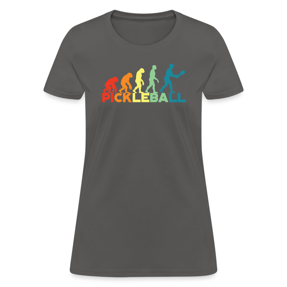 Pickleball Evolution Women's Contoured T-Shirt - charcoal