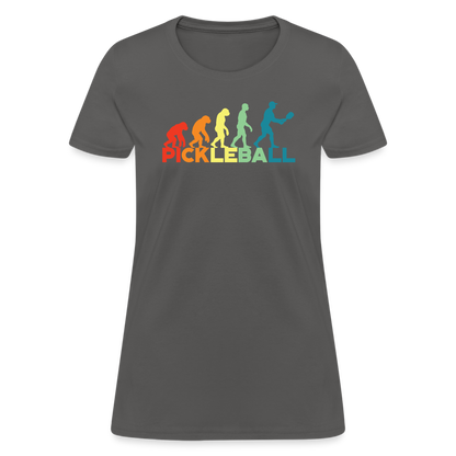 Pickleball Evolution Women's Contoured T-Shirt - charcoal