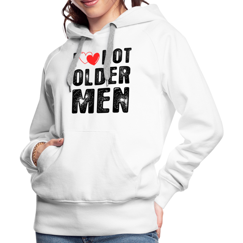 I Heart Hot Older Men (I Love Hot Older) Men Women’s Premium Hoodie - white