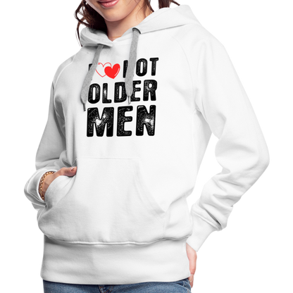 I Heart Hot Older Men (I Love Hot Older) Men Women’s Premium Hoodie - white