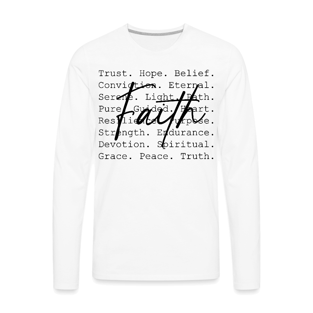 Faith Word Art Men’s Long Sleeve T-Shirt - white