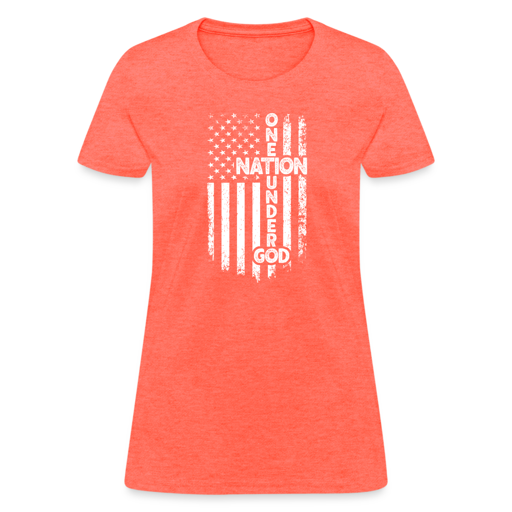 One Nation Under God Women's T-Shirt - heather coral