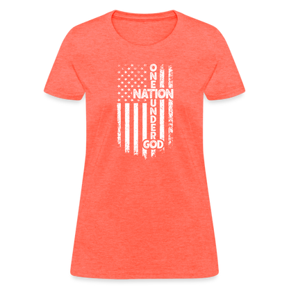 One Nation Under God Women's T-Shirt - heather coral