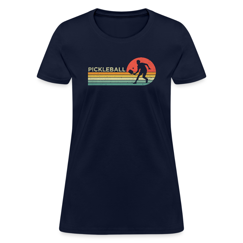 Retro Pickleball Women's Contoured T-Shirt - navy