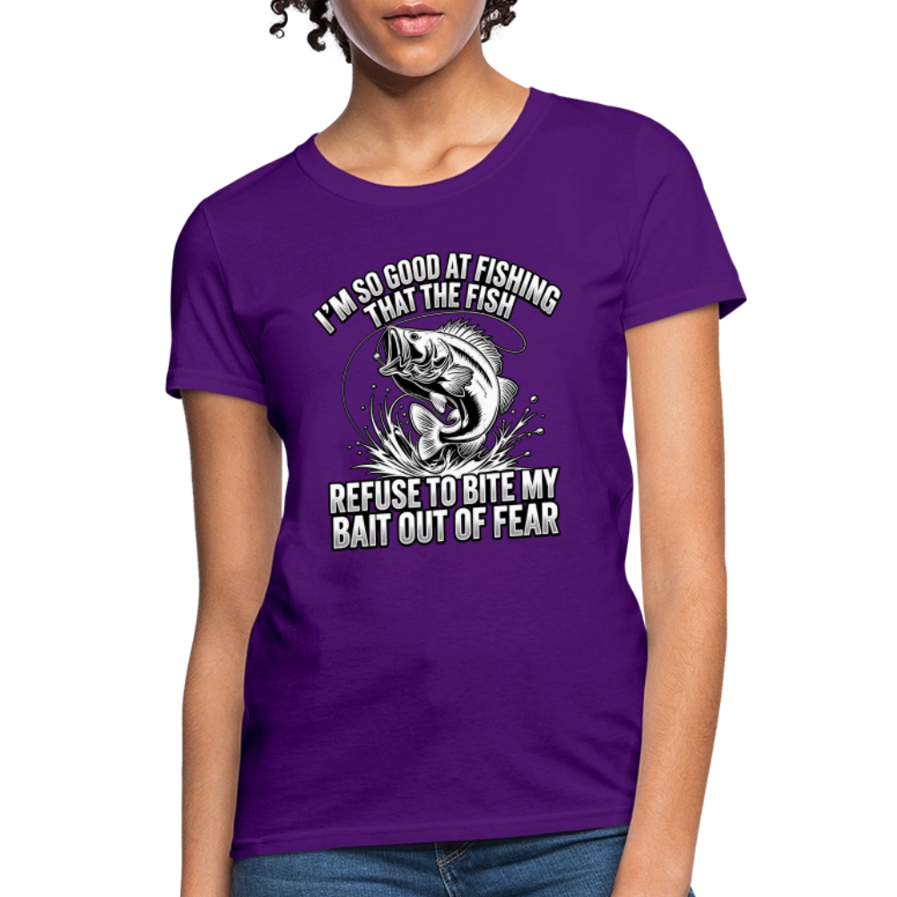 I’m So Good at Fishing the Fish Refuse to Bite Women’s T-Shirt - purple