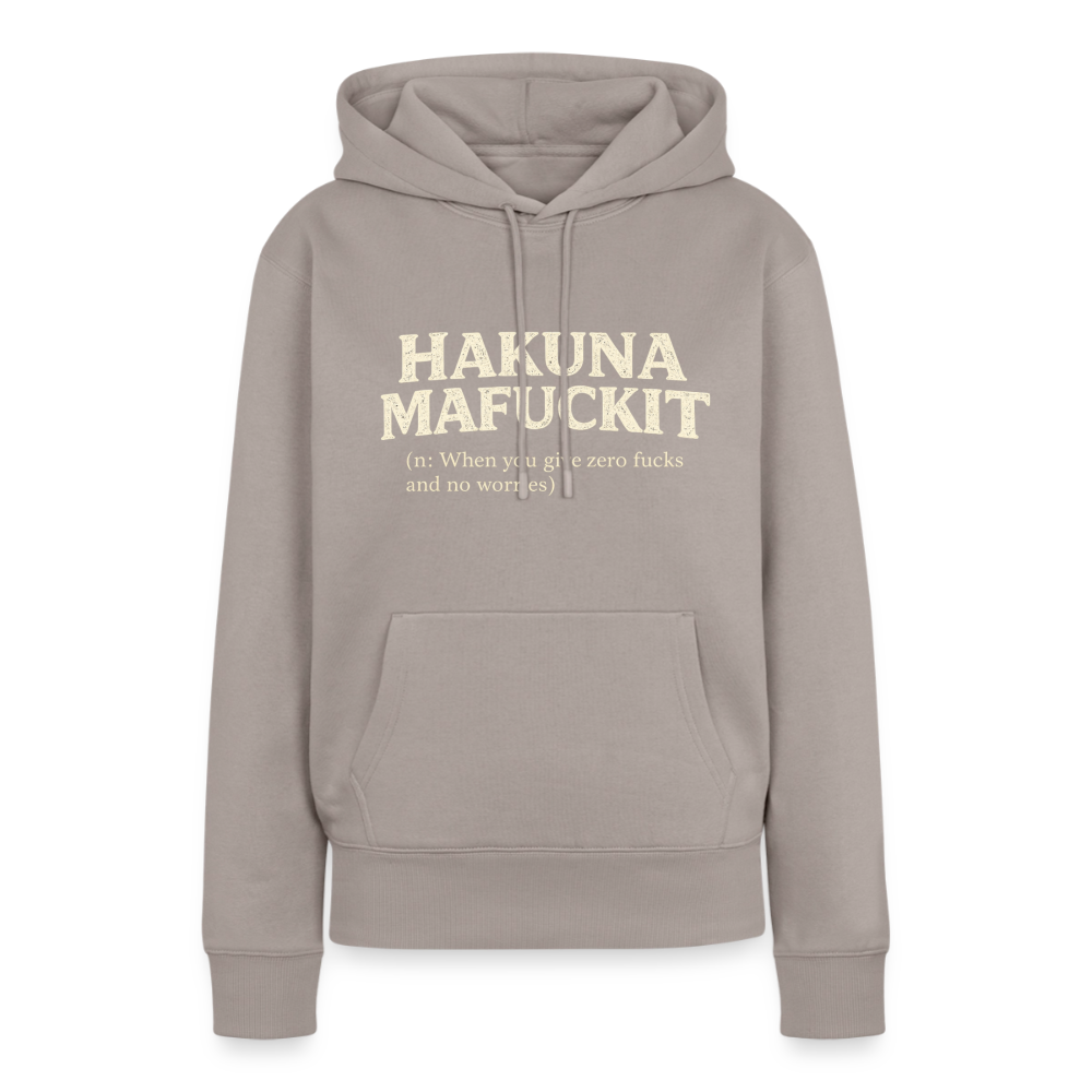 Hakuna Mafuckit Women’s Funny Graphic Hoodie Color: Taupe
