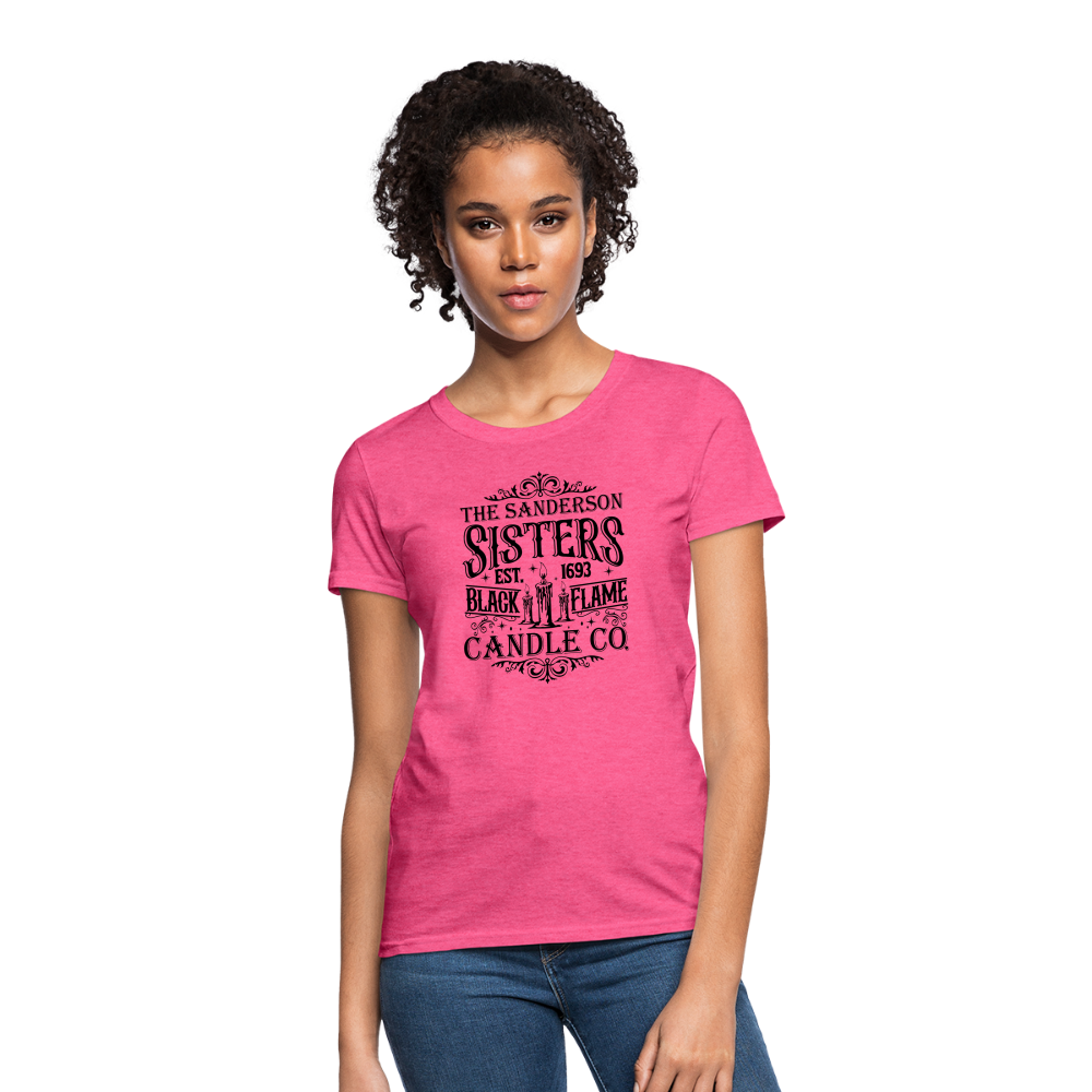 The Sanderson Sisters Black Flame Candle Co. Women's Contoured T-Shirt (Halloween) - heather pink