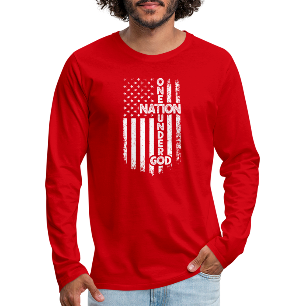 One Nation Under God Men's Premium Long Sleeve T-Shirt - red