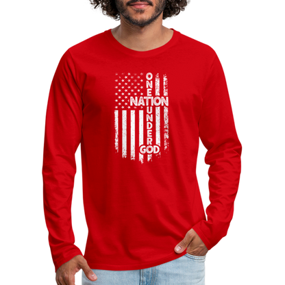 One Nation Under God Men's Premium Long Sleeve T-Shirt - red