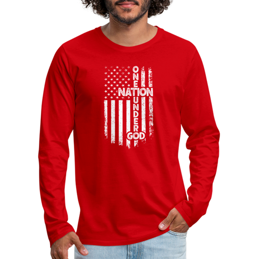 One Nation Under God Men's Premium Long Sleeve T-Shirt - red