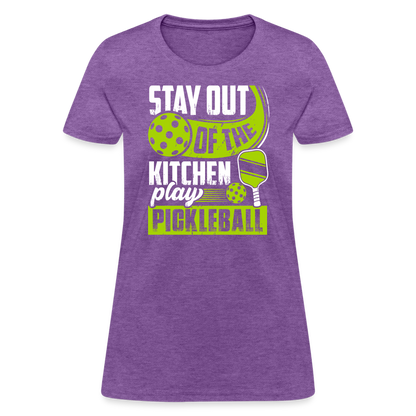 Stay Out Of The Kitchen Play Pickleball Women's Contoured T-Shirt - purple heather