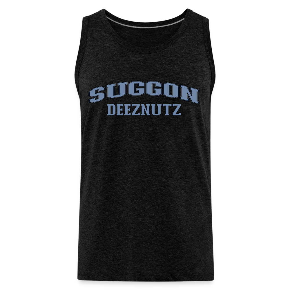 Suggon Deeznutz Tank Top (in Blue Ball Colors - Funny Sexual Humor) - charcoal grey